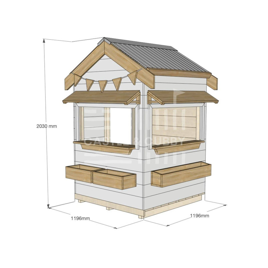 Pitched roof painted wooden cubby house commercial education little square dimensions