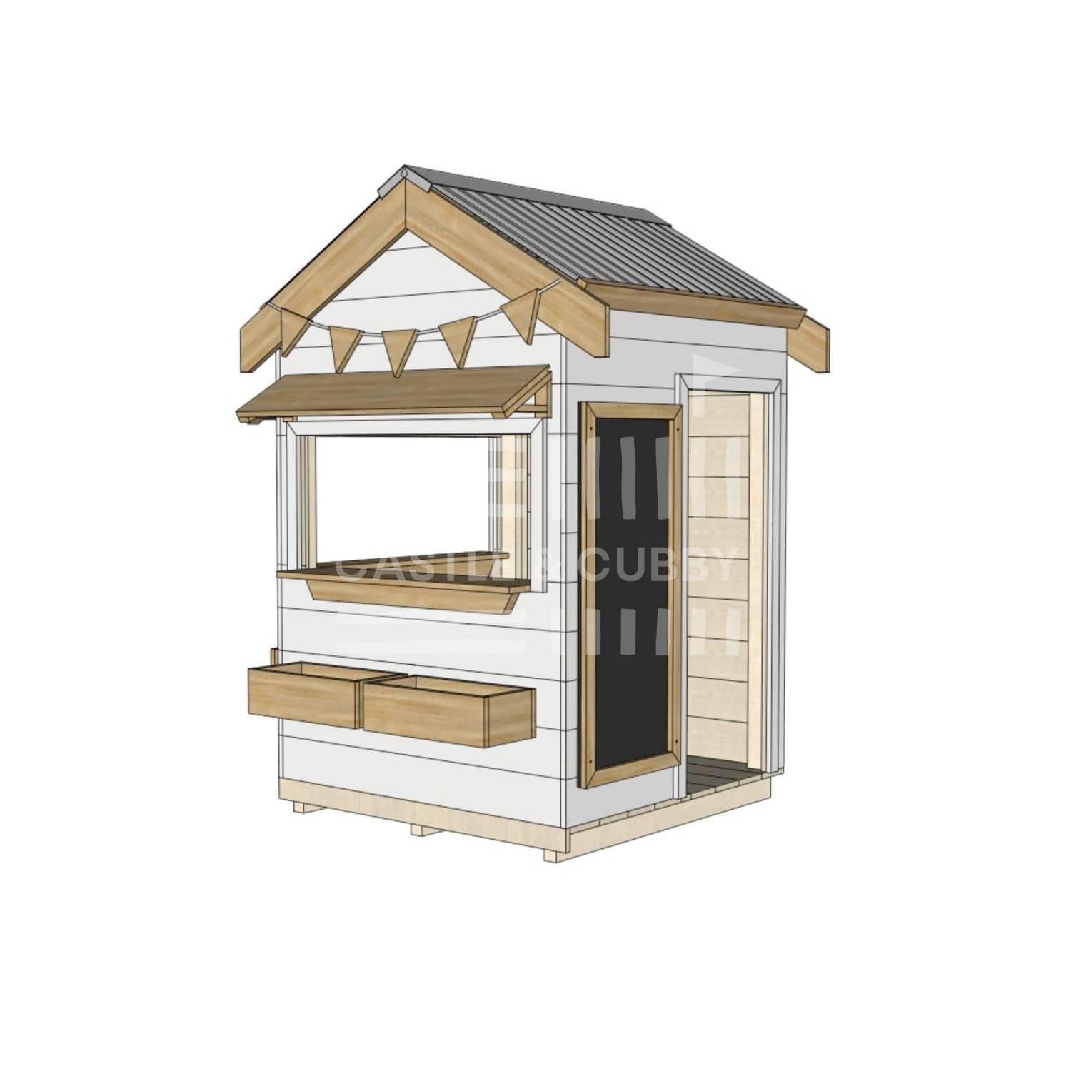 Pitched roof painted wooden cubby house commercial education little square accessories