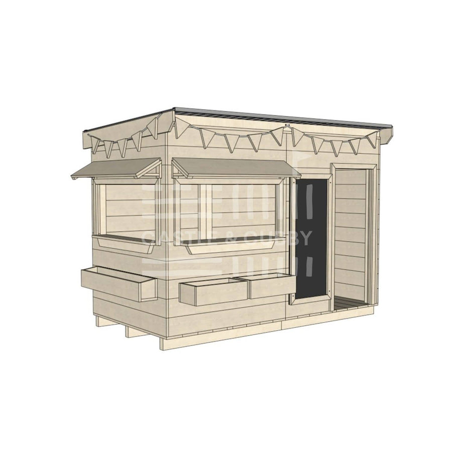 Flat roof raw wooden cubby house commercial education midi rectangle dimensions