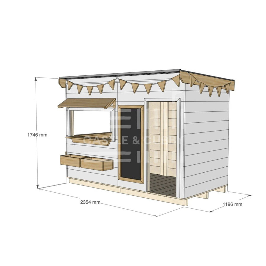 Flat roof painted wooden cubby house commercial education midi rectangle