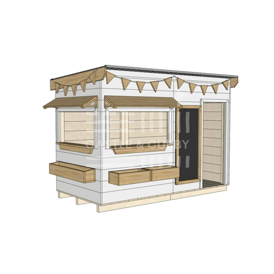 Flat roof painted wooden cubby house commercial education midi rectangle dimensions