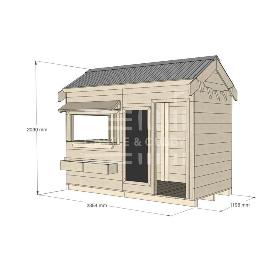 Pitched roof raw wooden cubby house commercial education midi rectangle accessories