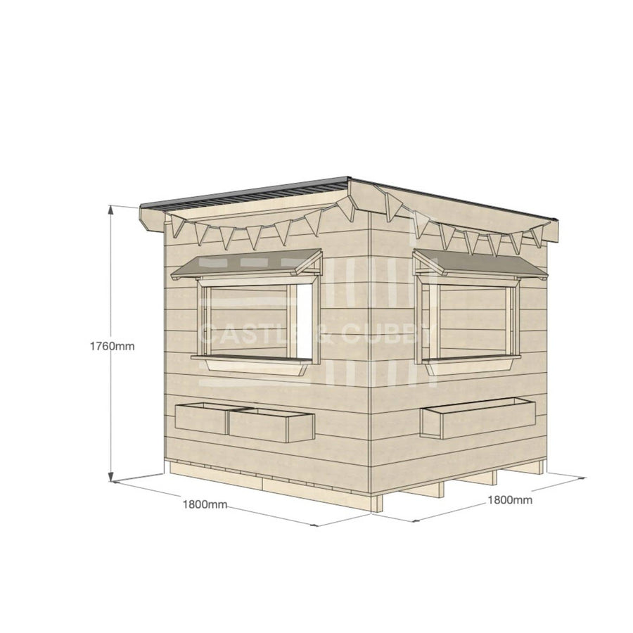 Flat roof raw wooden cubby house commercial education midi square dimensions