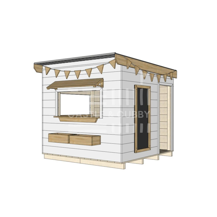 Flat roof painted wooden cubby house commercial education midi square