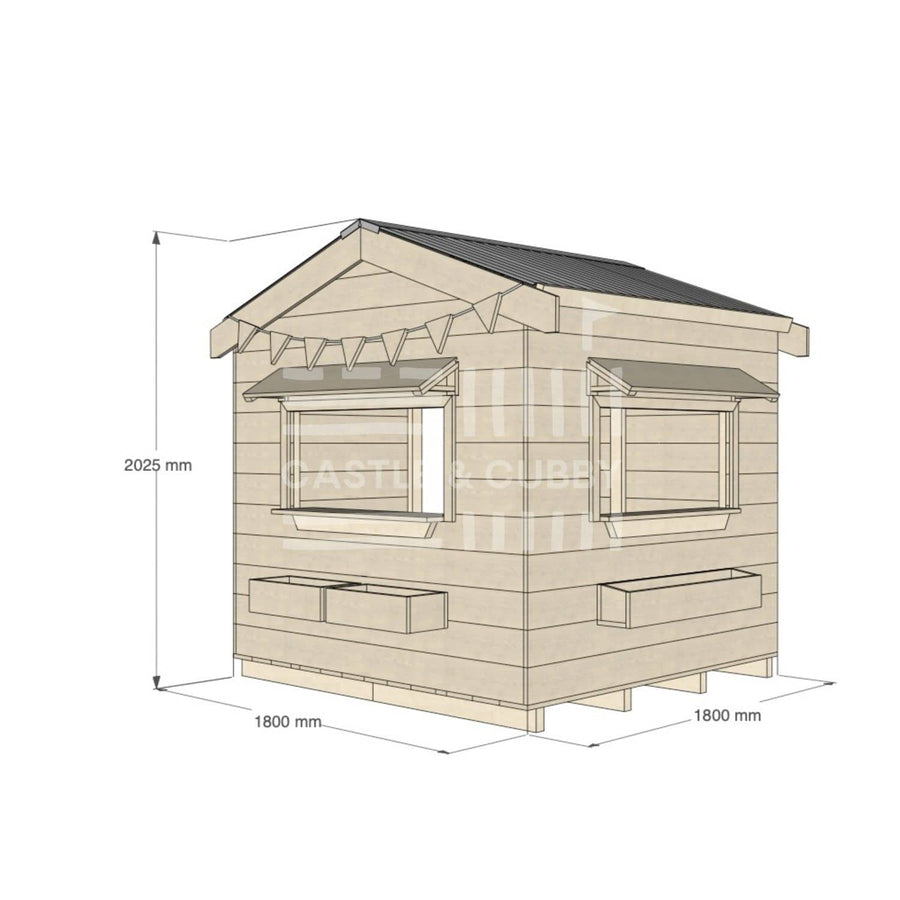 Pitched roof raw wooden cubby house commercial education midi square dimensions
