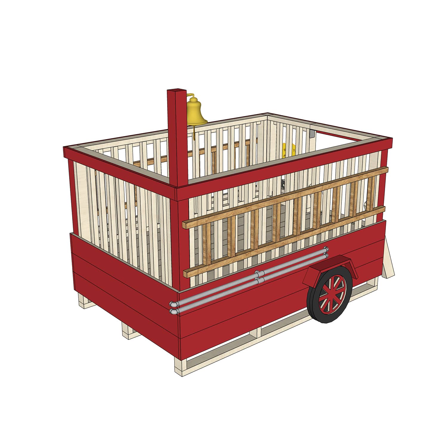 Castle and Cubby Timber Fire Truck Raised Platform Ladder Commercial