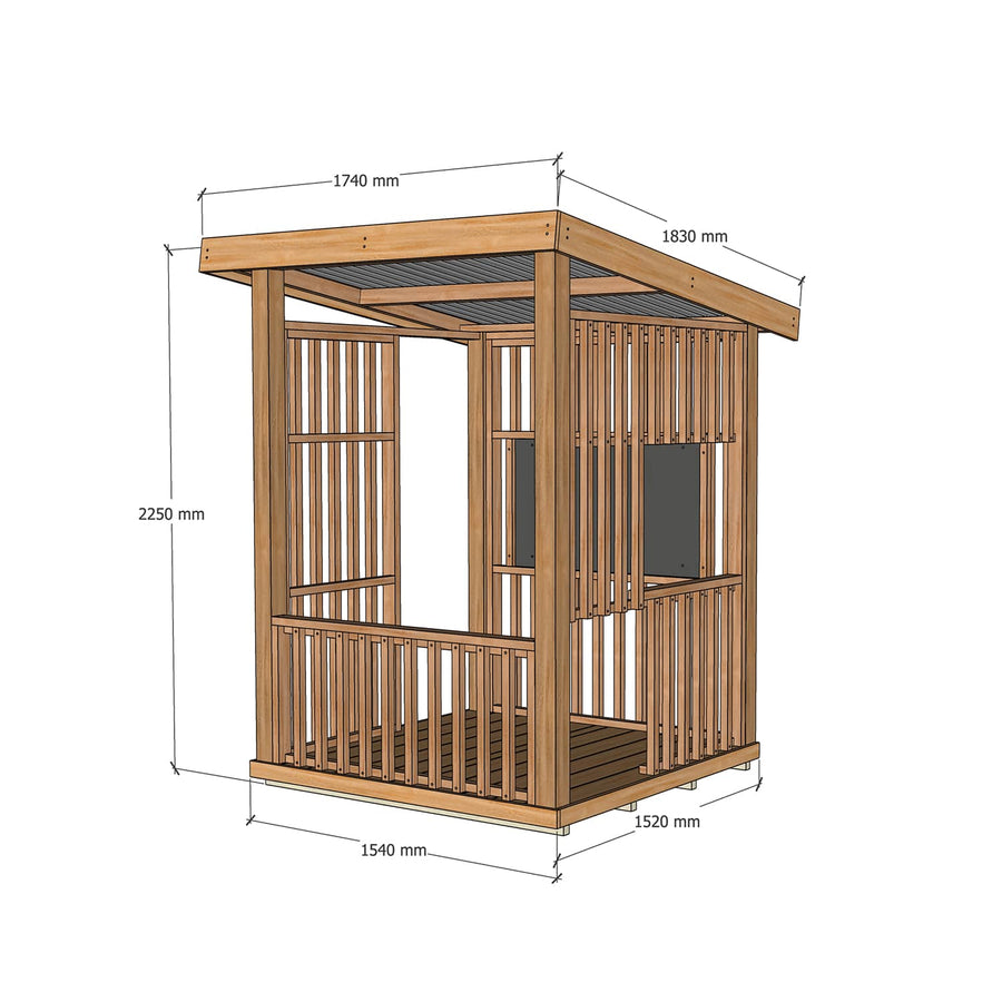Hut Cubby House - With Doors & Windows
