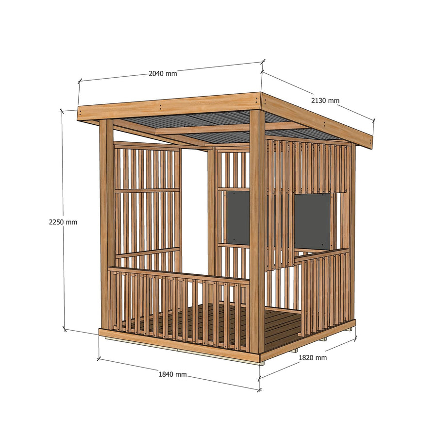 Hut Cubby House - With Doors & Windows