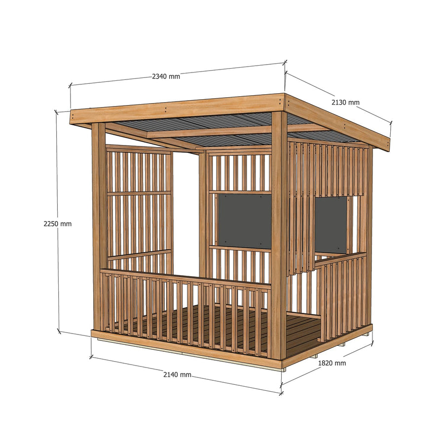 Hut Cubby House - With Doors & Windows