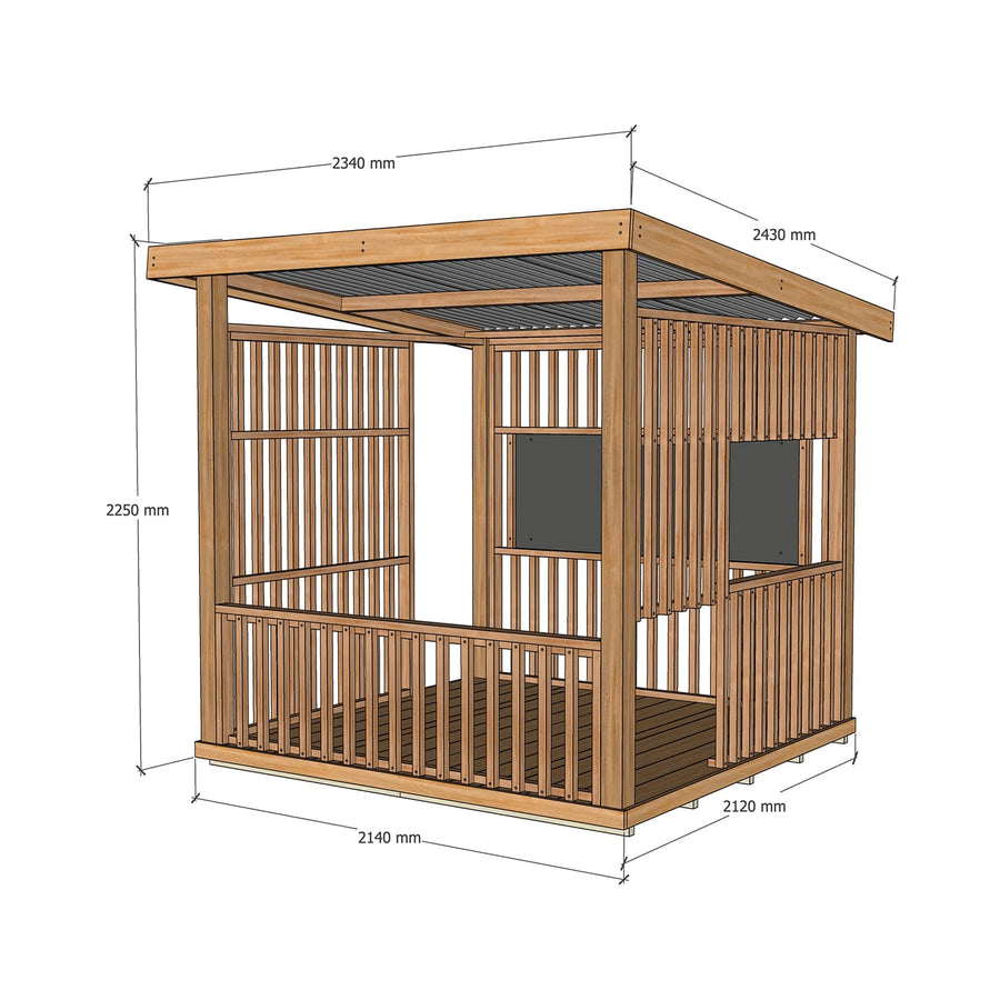 Hut Cubby House - With Doors & Windows