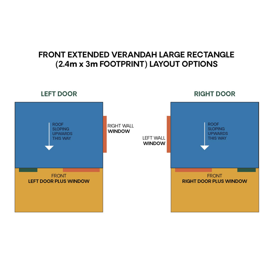 Layout options for large rectangle size cubby with front verandah