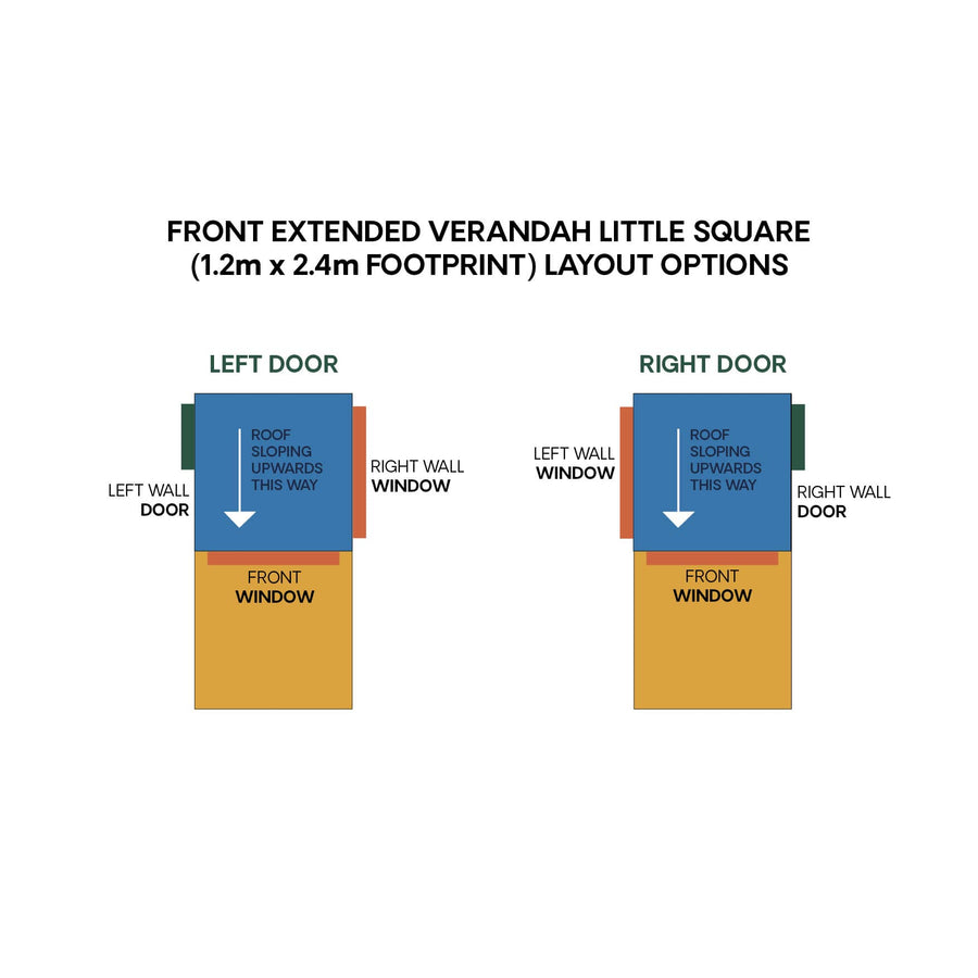 Layout options for little square cubby with front verandah