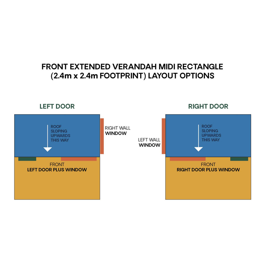 Layout options for midi rectangle size cubby with front verandah