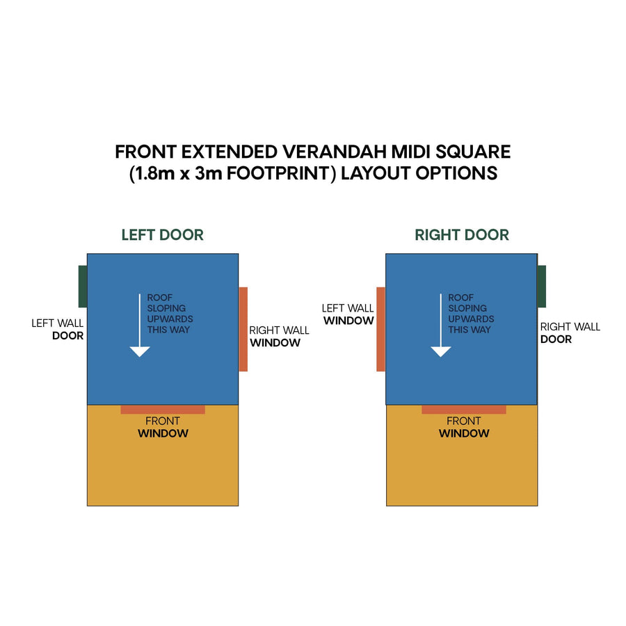 Layout options for midi square size cubby with front verandah