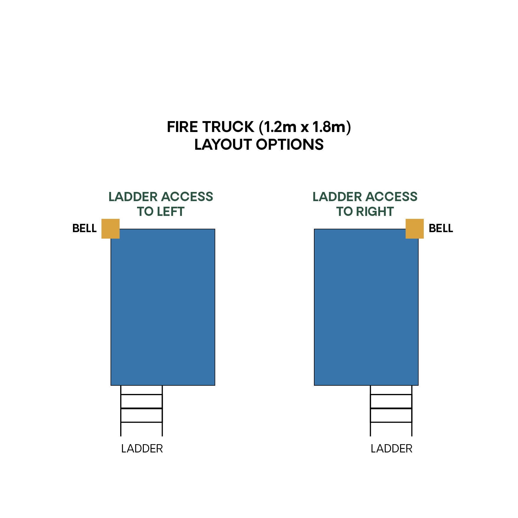 Castle and Cubby Timber Fire Truck Raised Platform Ladder Commercial