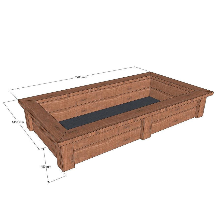Wooden Raised Garden Bed Kit - 1450 x 2700 mm - 450 mm high
