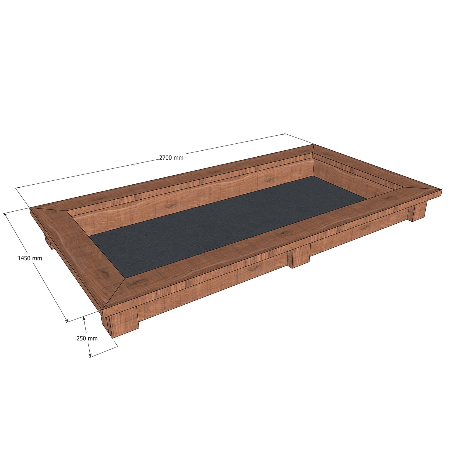 Wooden Raised Garden Bed Kit - 1450 x 2700 mm - 250 mm high