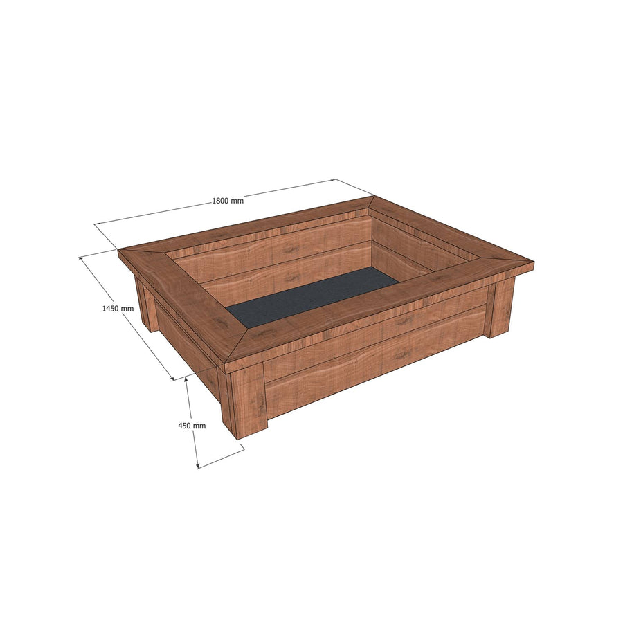 Wooden Raised Garden Bed Kit - 1800 x 1450 mm - 450 mm high