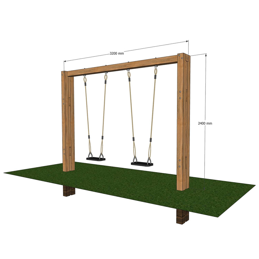 Kids swing set wooden with 2 solid seats.