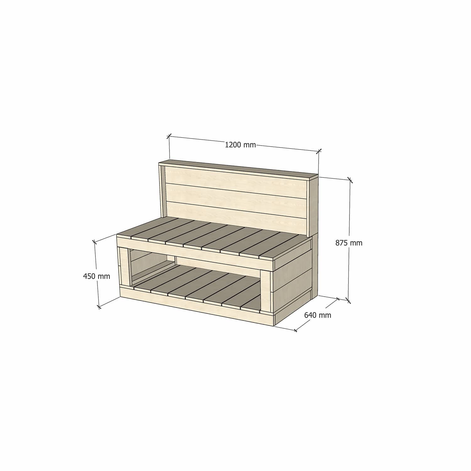 Pine Wooden 1200mm Kids Play Workbench Enclosed Back Crafting 450 Bench Height