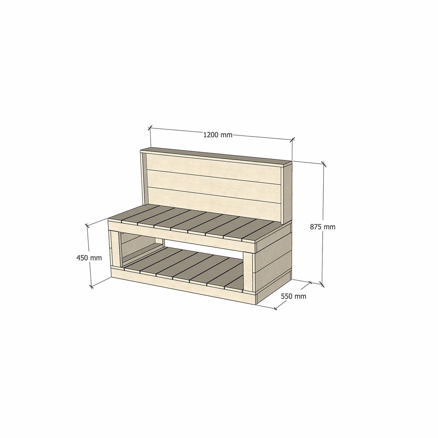 Pine Wooden 1200mm Kids Play Workbench Crafting 450 Bench Height