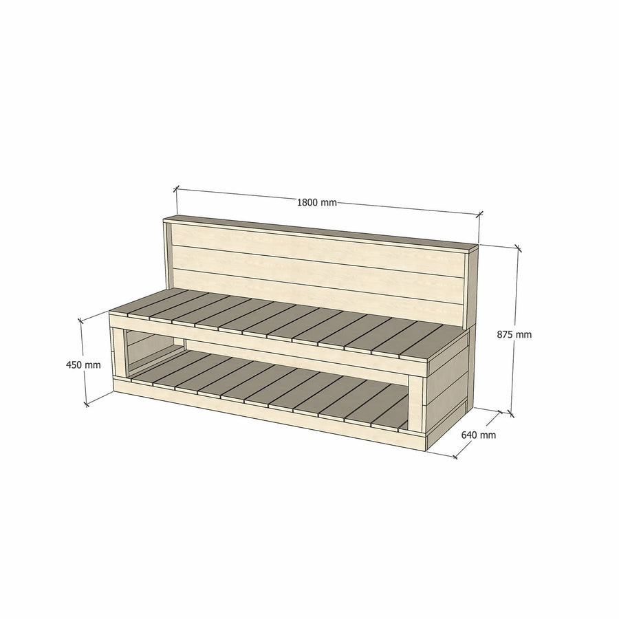 Pine Wooden 1800mm Kids Play Workbench Enclosed Back Crafting 450 Bench Height