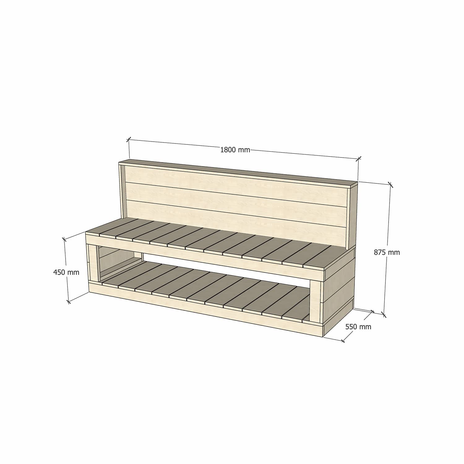 Pine Wooden 1800mm Kids Play Workbench Crafting 450 Bench Height