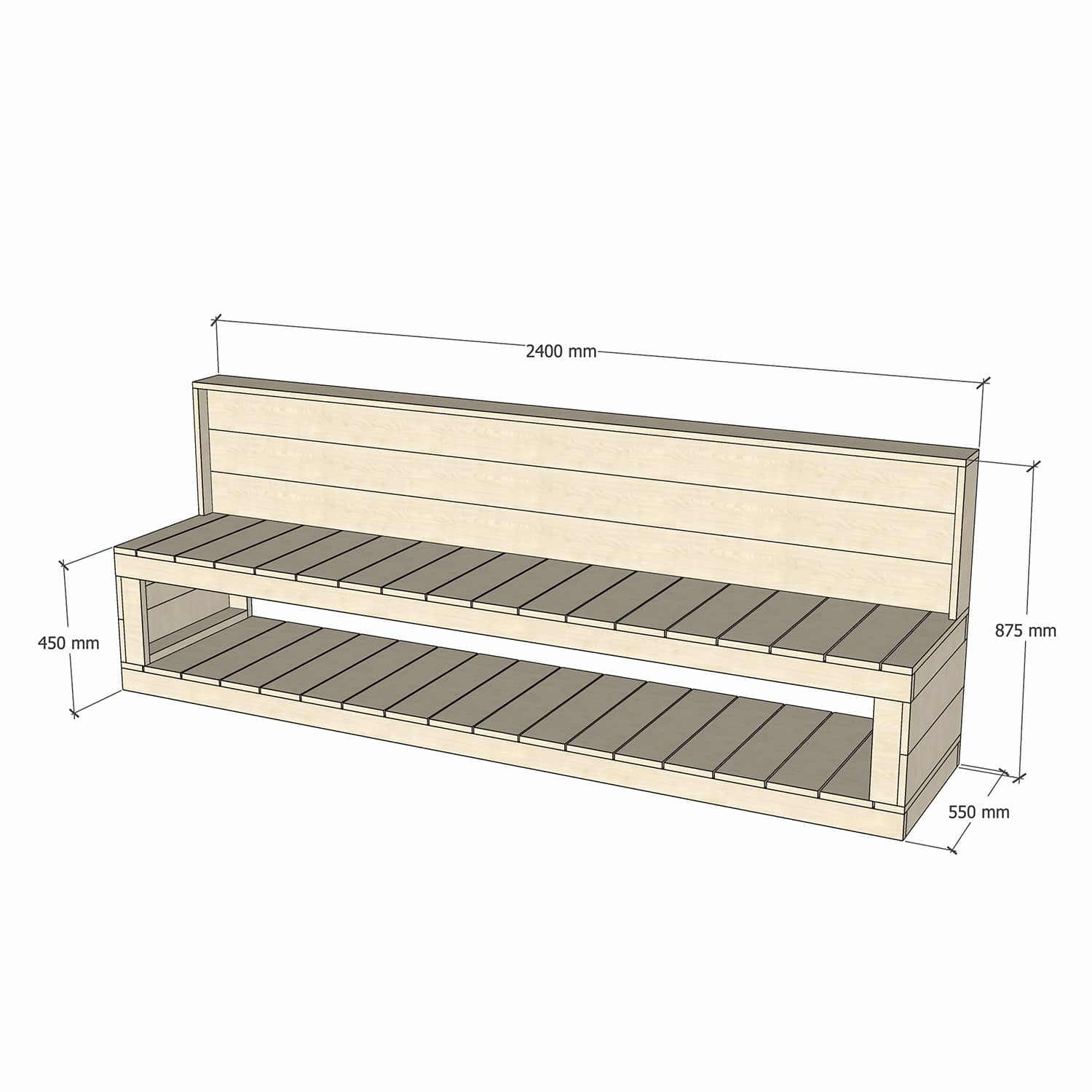 Pine Wooden 2400mm Kids Play Workbench Crafting 450 Bench Height