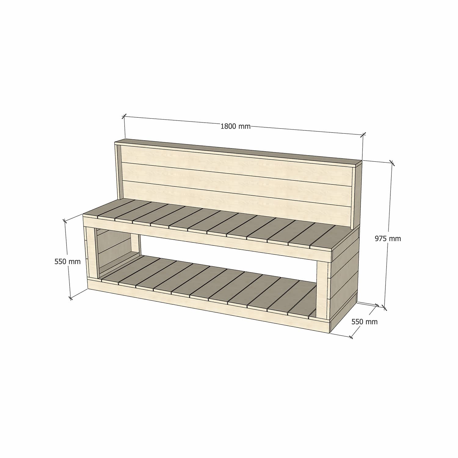 Pine Wooden 1800mm Kids Play Workbench Crafting 550 Bench Height