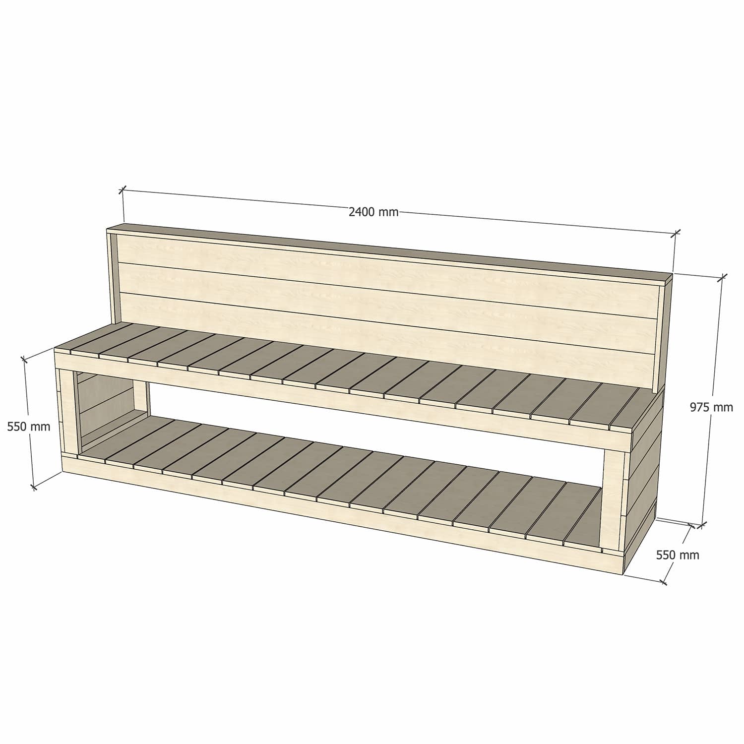 Pine Wooden 2400mm Kids Play Workbench Crafting 550 Bench Height